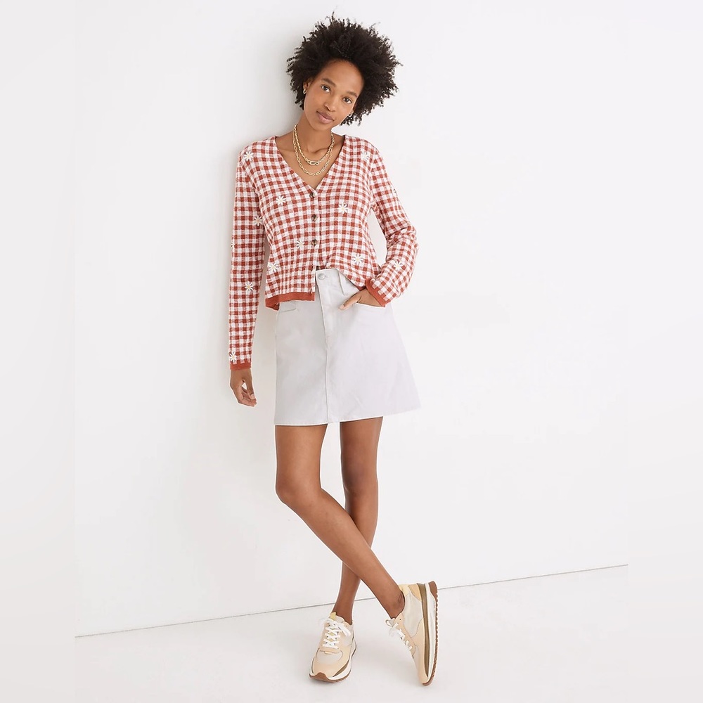 Madewell Heritage Stretch Denim Straight Mini Skirt in Tile White